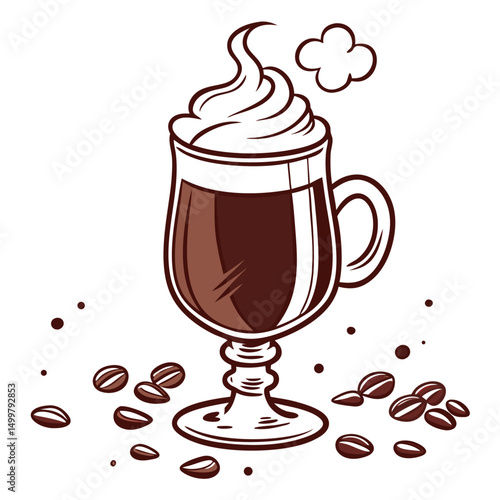 Irish Coffee Glass – Classic Tall Mug Vector Icon

