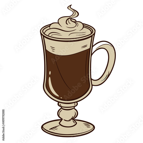 Irish Coffee Glass – Classic Tall Mug Vector Icon

