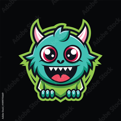 Flat and Minimal Mommy monster logo vector illustration isolated on black background