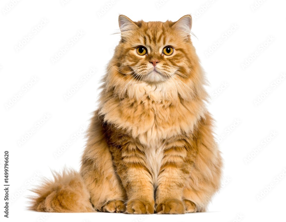 Obraz premium cat sitting view from the front, isolated white background 