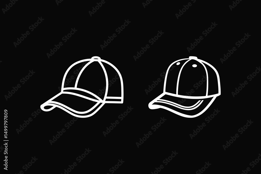 Fototapeta premium Modern line art cap hat icon for UI and app design with clean outline and transparent background