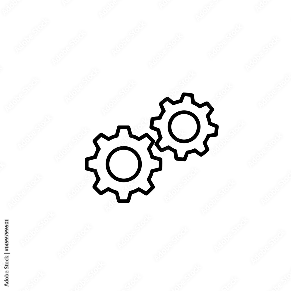 Gears icon depicting interlocking machinery components in a minimalist design representing mechanics Gears icon depicting interlocking machinery components in a minimalist design representing mechanics