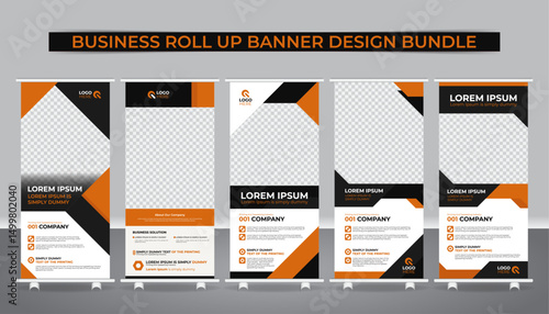 Premium Roll Up Design bundle, Modern Templates for Brochures, Flyers, Banners, Creative Roll Up Banner Template, Brochure, Flyer, Flag Design Vector, 5 set collection
