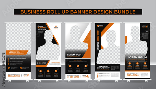 Marketing Roll Up Banner Kit, X-Banner, Flyer, Brochure Layouts Vector, Roll Up Banner bundle Set, High-Quality Brochure and Flyer Design Templates, 5 set collection
