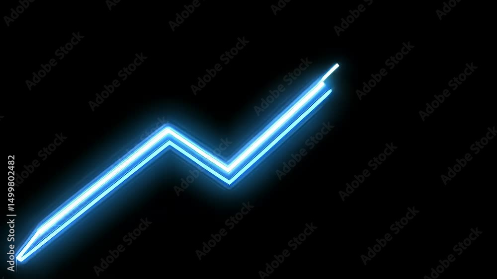 A glowing neon blue arrow pointing upward on a black background, symbolizing growth and progress A glowing neon blue arrow pointing upward on a black background, symbolizing growth and progress