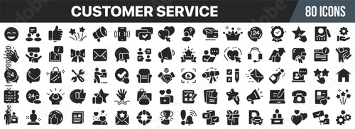 Customer service black icons collection. Big UI icon set in a flat design. Vector illustration EPS10