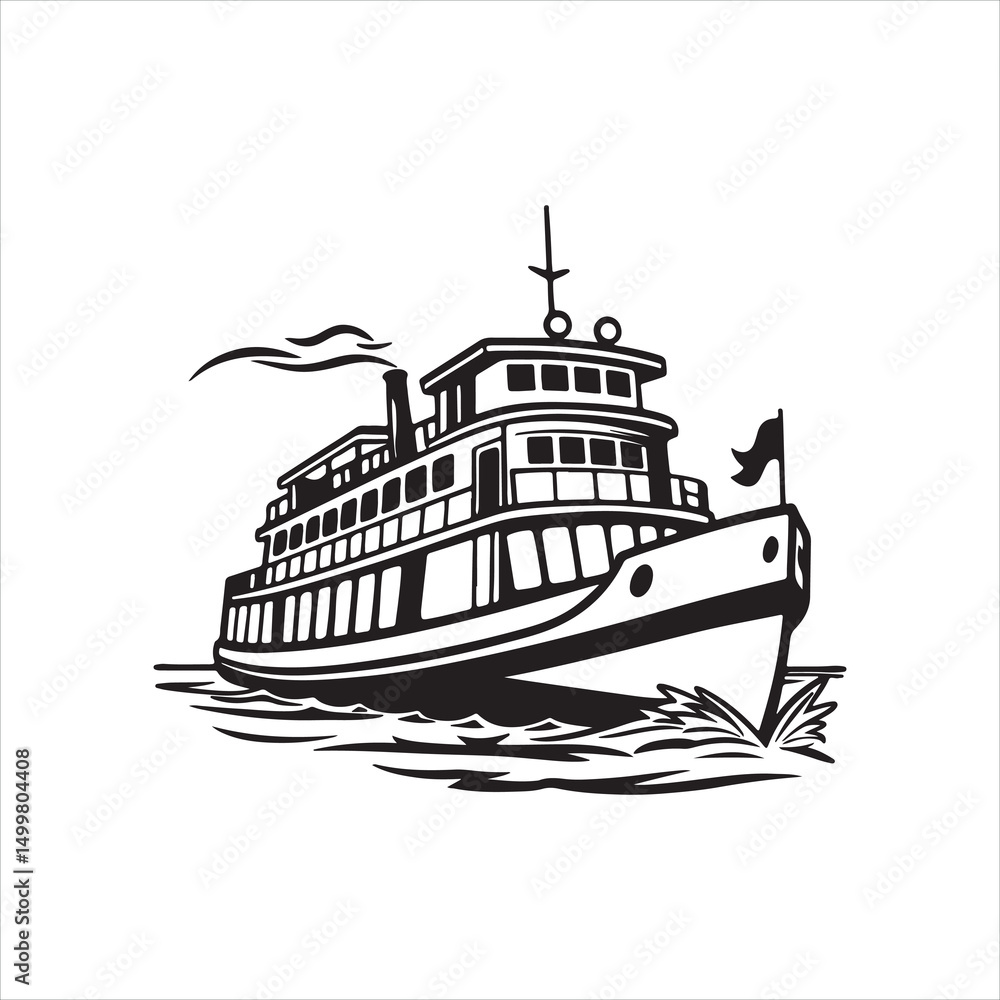 Obraz premium Ferry Silhouette Vector Clipart