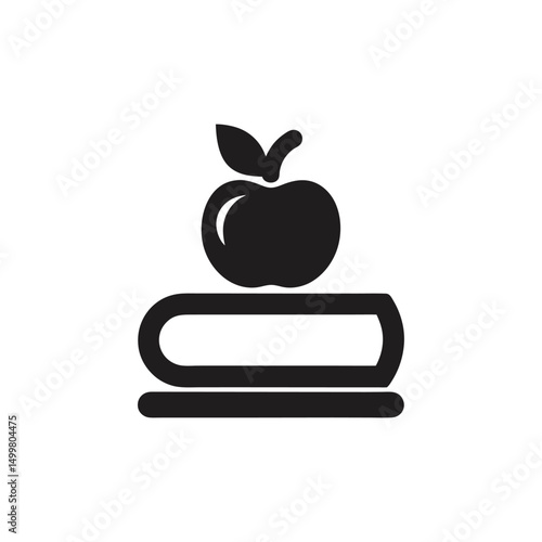 Apple on Book Education Symbol