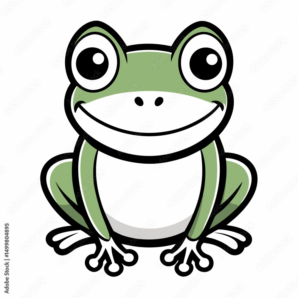 Fototapeta premium Happy Cartoon Frog Illustration Sitting Smiling