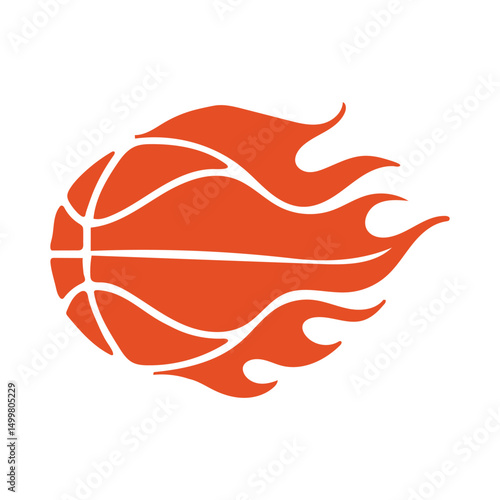 Basketball with Flames Stylized Logo