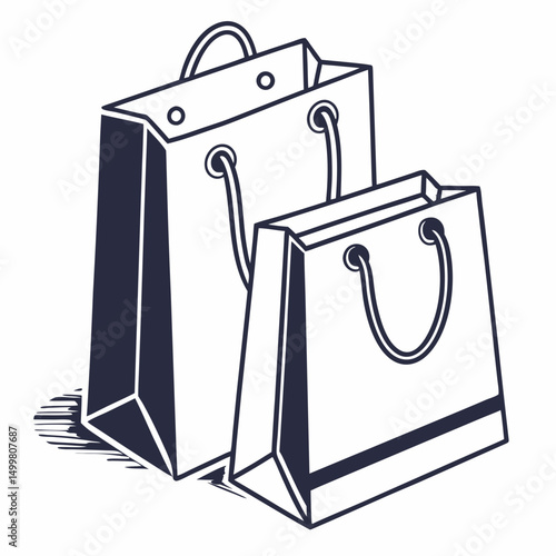 Two shopping bags line art illustration design