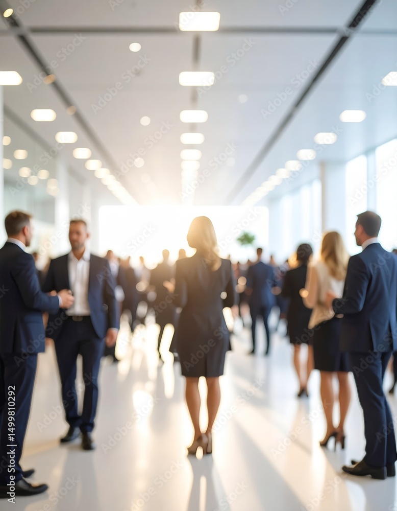 Fototapeta premium Blurred shot of business people at party or corporate event in office center