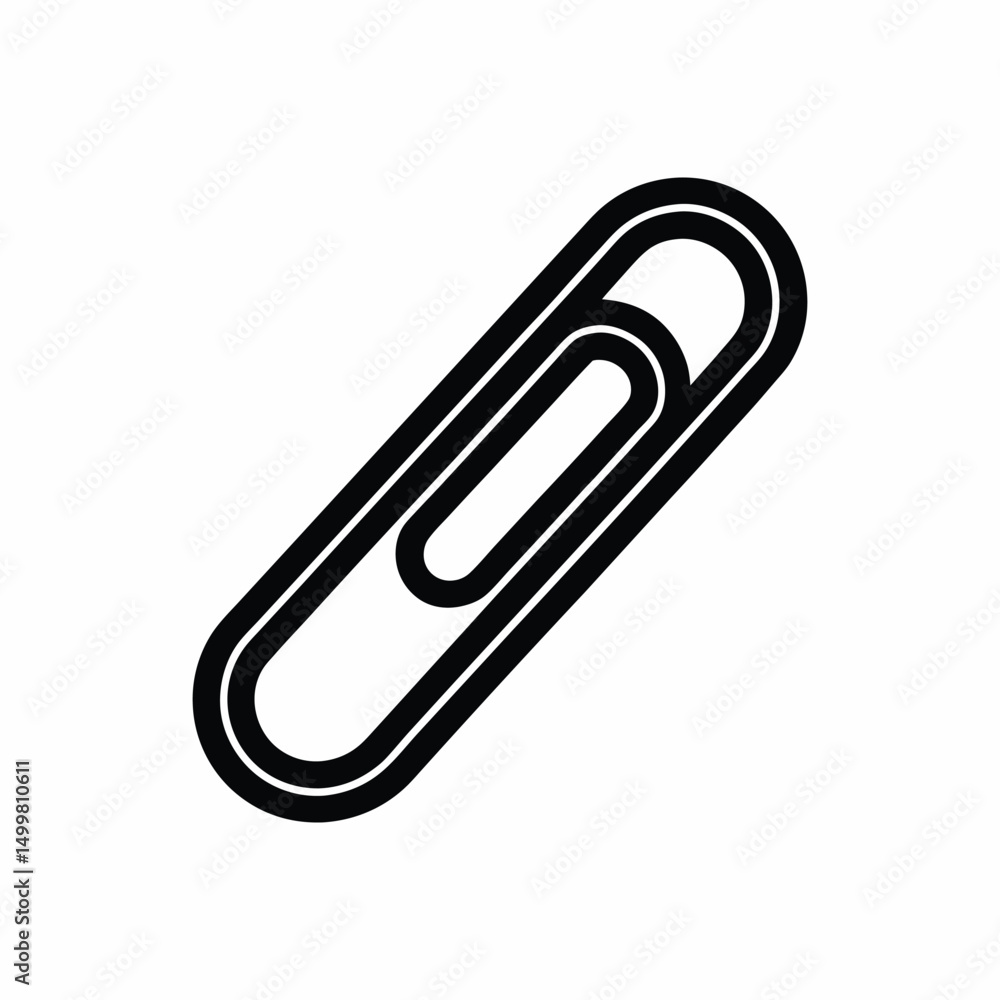 Flat and Minimal paper clip logo vector illustration isolated on white background Flat and Minimal paper clip logo vector illustration isolated on white background