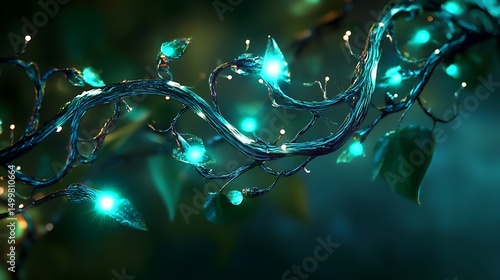 Glowing leaves and vine lights wallpaper background for desktop and mobile aesthetic screensaver art