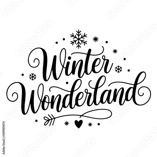 Winter Wonderland. Winter Quotes Vector Design Isolated on White Background