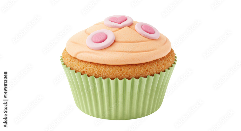 Isolated Cupcake with Pink Hearts Isolated Cupcake with Pink Hearts