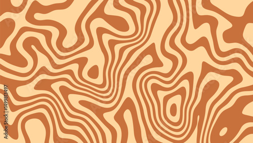Pattern wave caramel background with wavy peanut chocolate texture swirl butter. Vector candy abstract cream sauce syrup toffee creamy marble. Twirl bg drip flow graphic salt curly sweet melt flavor.