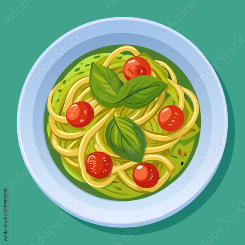 Delicious Pesto Pasta with Cherry Tomatoes and Basil