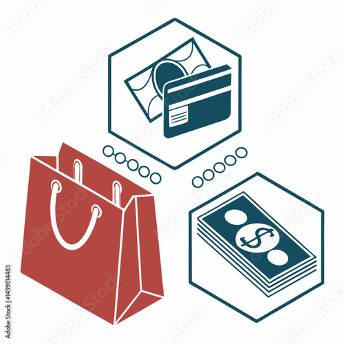 Online shopping payment methods credit card cash bag