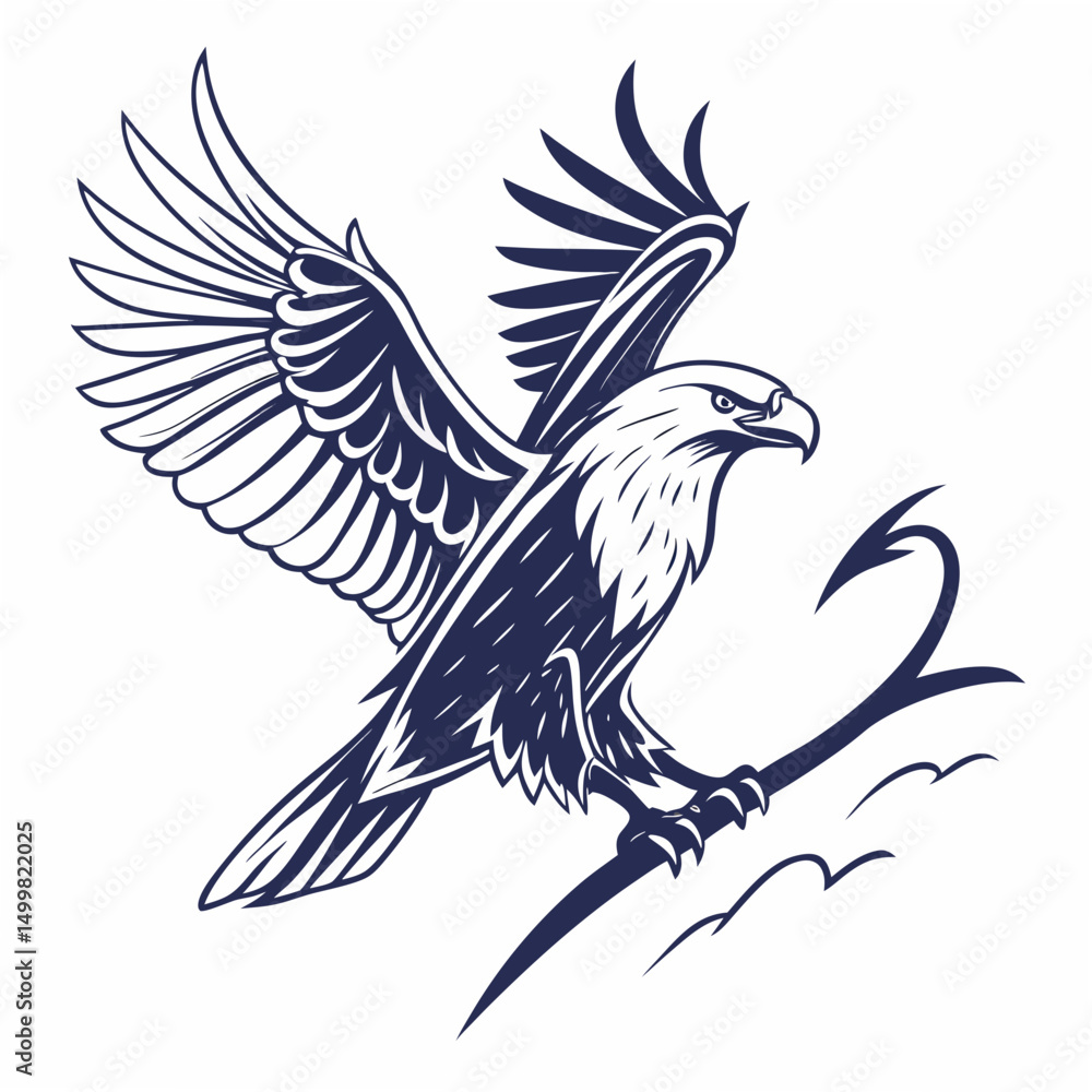 Obraz premium Majestic eagle design element, isolated vector illustration, transparent background
