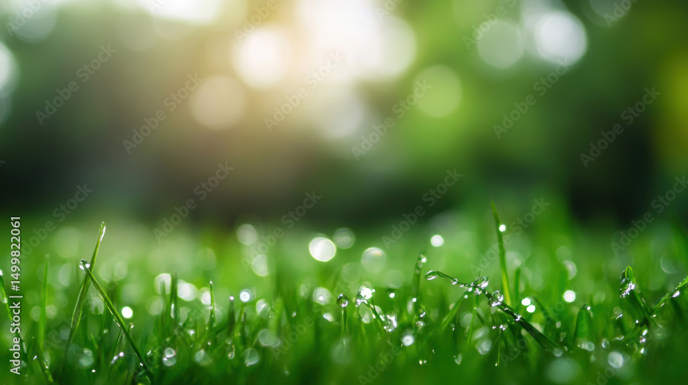 Obraz premium Lush green plants in Spring rain.