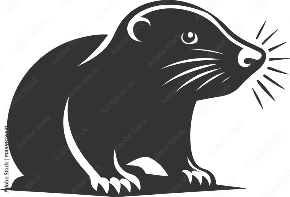 Fototapeta premium Mole vector animal drawing silhouette