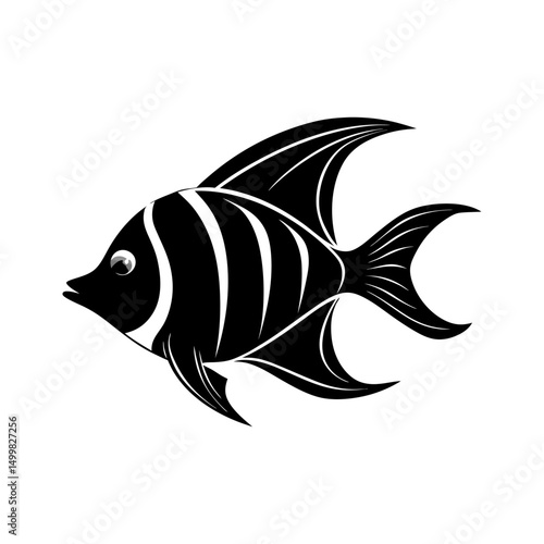 Silhouette of angelfish illustration tropical fish design