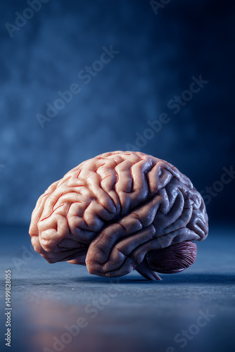 Dark blue backdrop highlighting brain anatomy