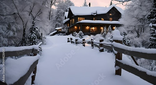 Wallpaper Mural Snow Covered House in a Winter Woods Torontodigital.ca
