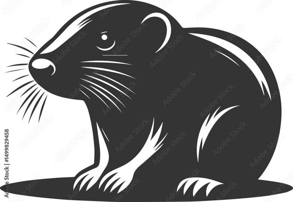 Naklejka premium Mole vector animal drawing silhouette