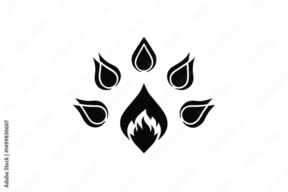 Abstract black flame silhouette with tulip design Abstract black flame silhouette with tulip design