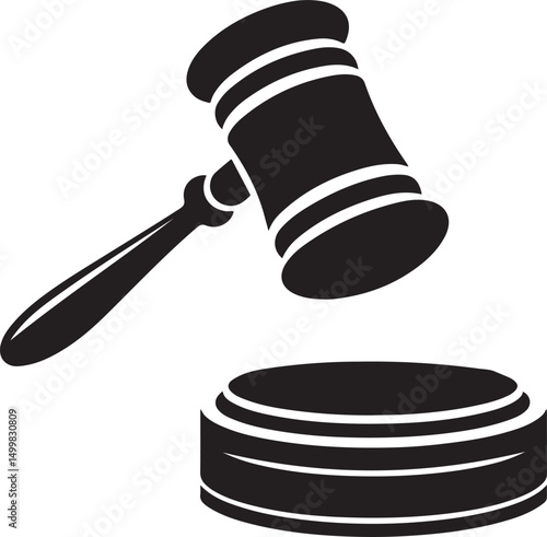 judge hammer silhouette vector illustration. justice gavel silhouette vector
