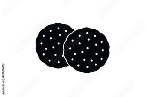 Two delicious round cookies sweet treat silhouette