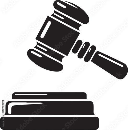 judge hammer silhouette vector illustration. justice gavel silhouette vector
