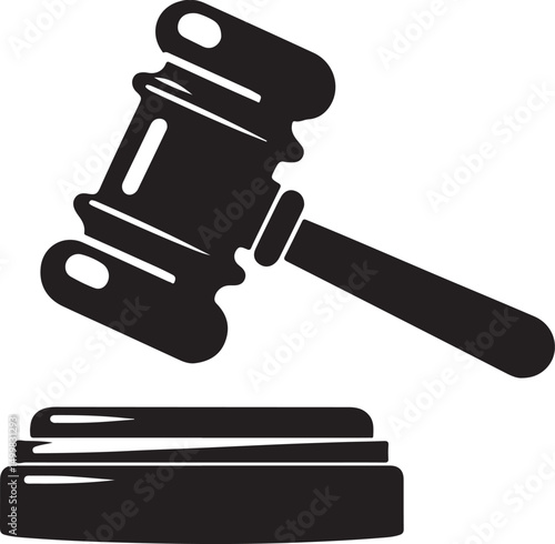judge hammer silhouette vector illustration. justice gavel silhouette vector
