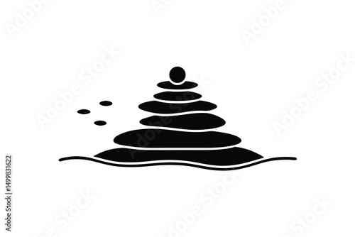 Serene stacked stones beach silhouette peaceful zen