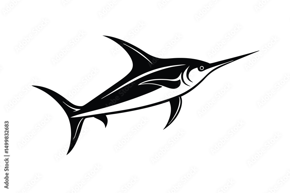 Obraz premium Striking silhouette of a swordfish ocean predator