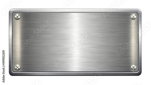silver shiny blank metal nameplate isolated on transparent white background, clipping path