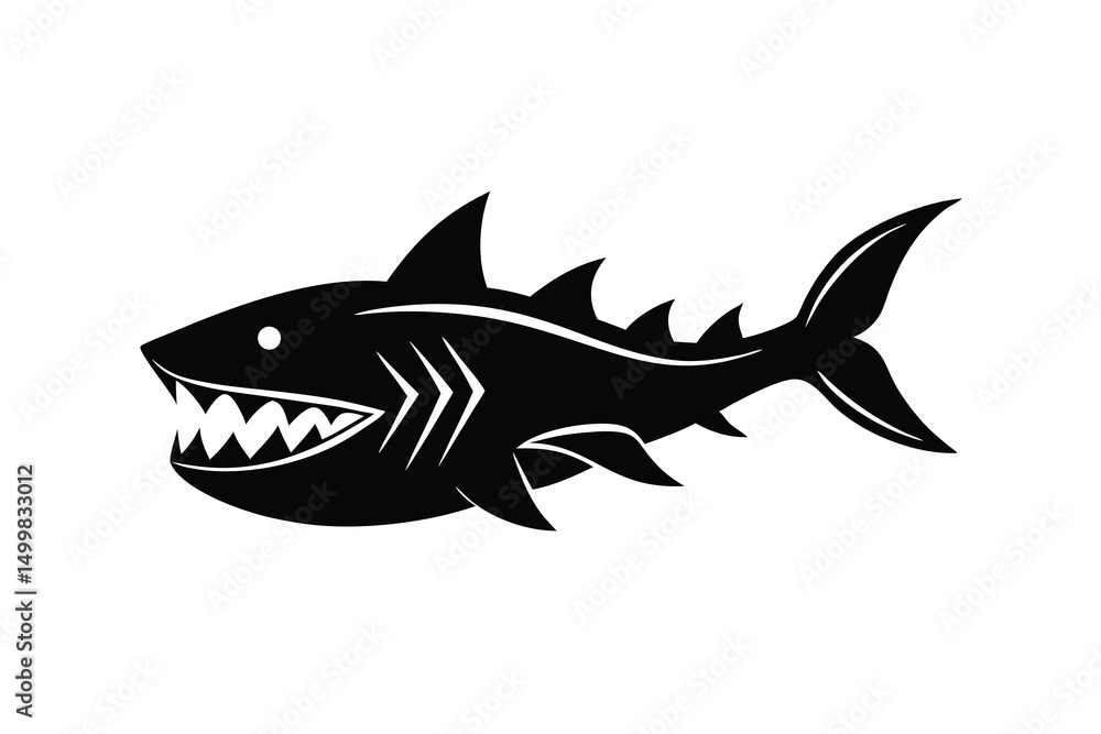 Obraz premium Aggressive shark silhouette ocean predator design