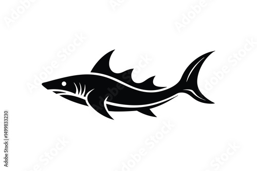 Powerful shark silhouette ocean predator marine life