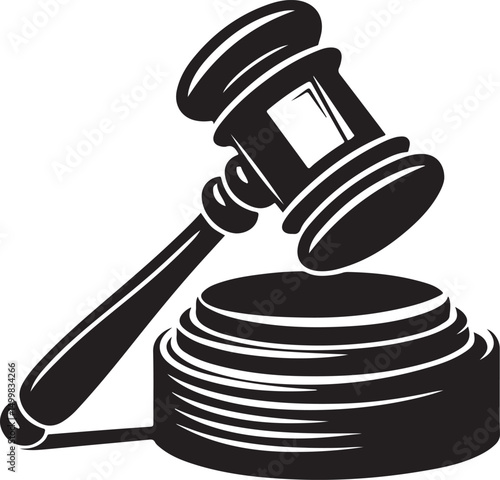 judge hammer silhouette vector illustration. justice gavel silhouette vector
