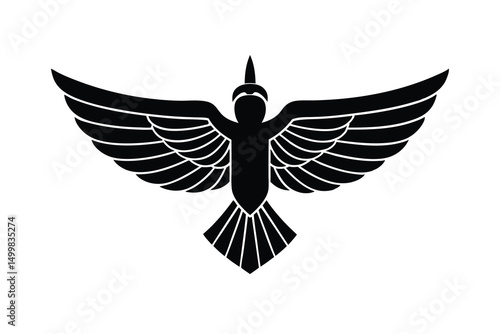 Majestic bird silhouette wings spread soaring high