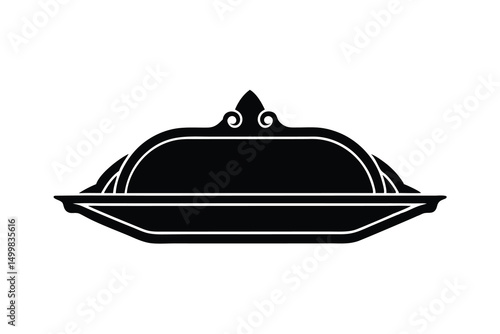 Elegant black silhouette of a serving dish