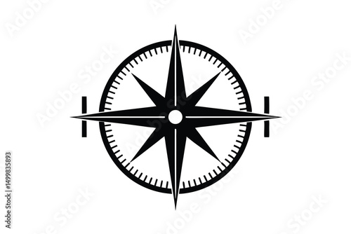 Black silhouette compass rose navigation symbol design