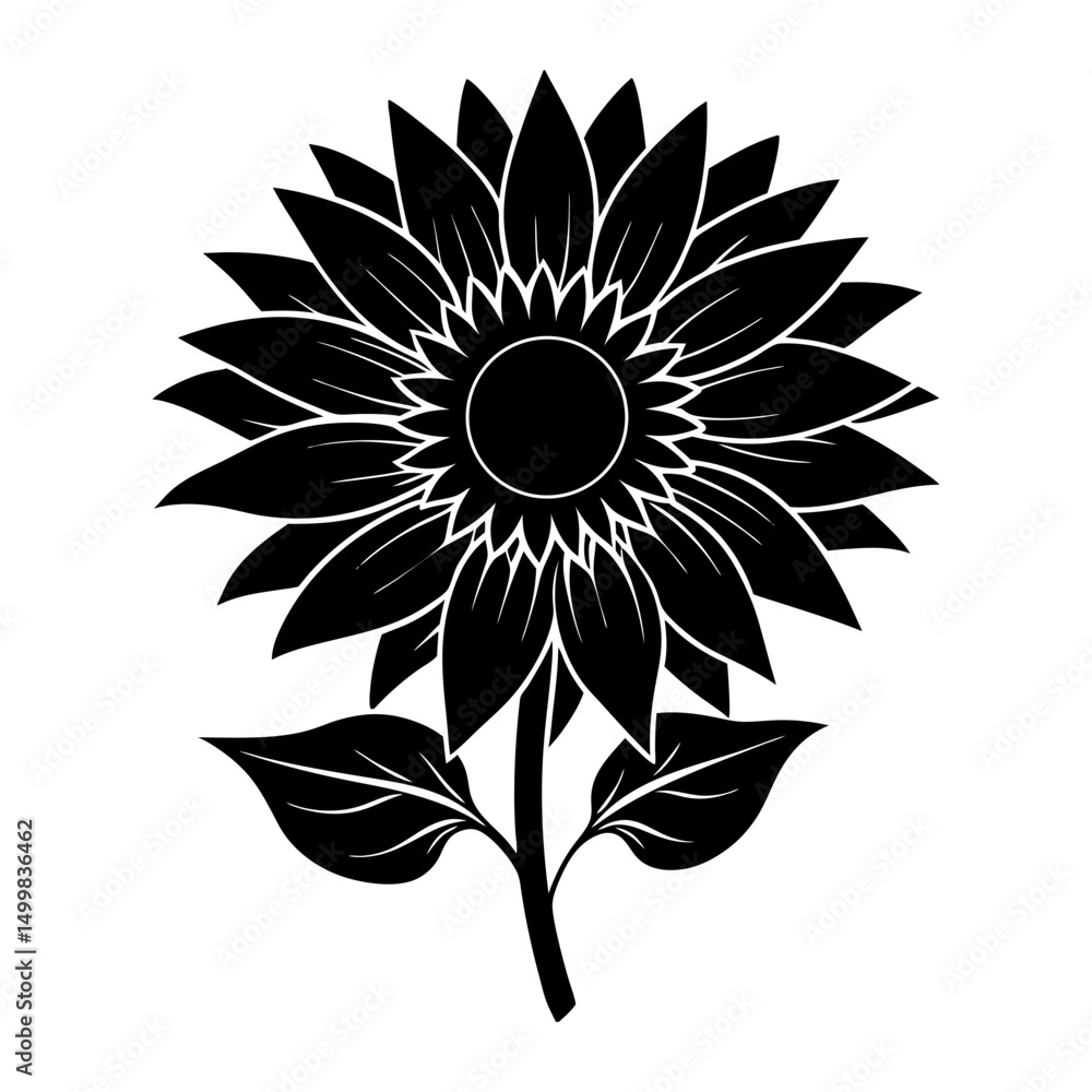 Fototapeta premium Sunflower Silhouette vector illustration
