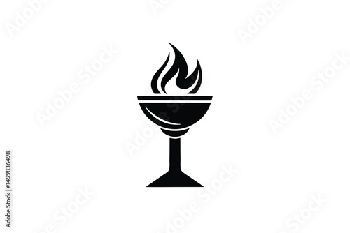 Black silhouette of a flaming torch in a cup