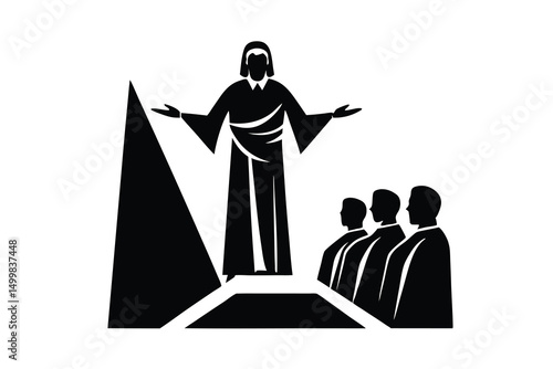Jesus christ silhouette teaching disciples sermon