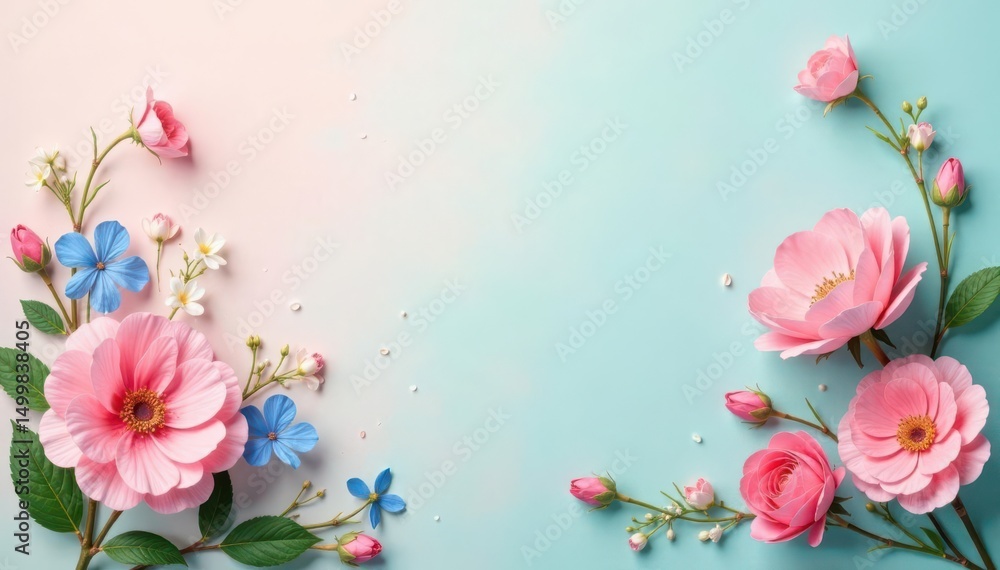 Fototapeta premium Subtle floral motif on a pastel-toned backdrop , botanical, surface