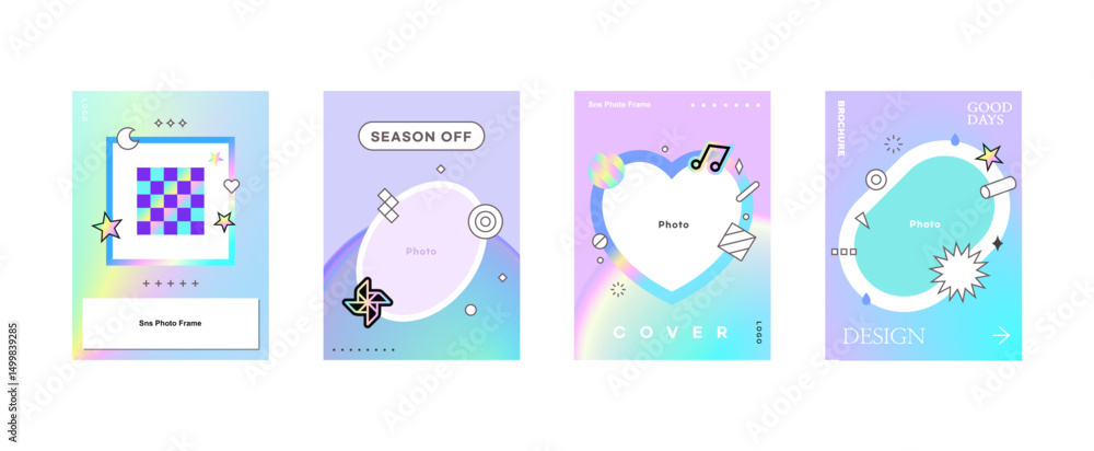 Creative, trendy and fun vector posters, holographic laser illustrations, high-saturation gradient colors, graphic design templates Creative, trendy and fun vector posters, holographic laser illustrations, high-saturation gradient colors, graphic design templates