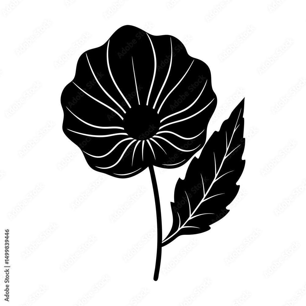 Fototapeta premium Poppy Leaf Silhouette vector illustration